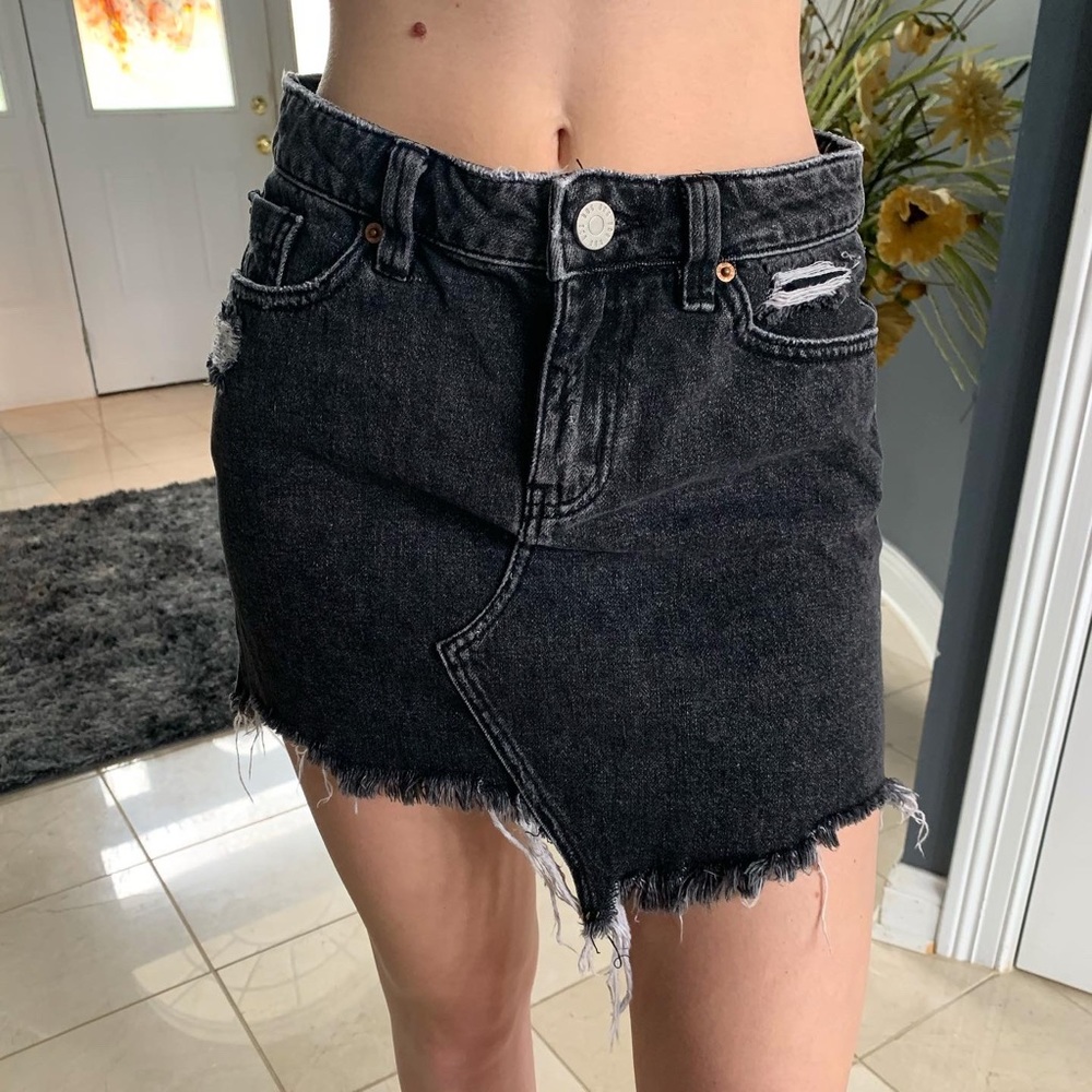 Dark gray jean skirt
